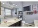 Bathroom features double sinks, large mirrors, and decorative accents at 5348 Pelham Way, Indianapolis, IN 46216