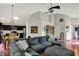 Spacious living room featuring an open layout connected to the kitchen and dining area at 5348 Pelham Way, Indianapolis, IN 46216