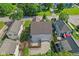Aerial view showcases the backyard, landscaping, and surrounding neighborhood at 608 East 21St St, Indianapolis, IN 46202