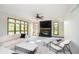 Bright living room featuring a fireplace, large windows, and neutral decor and finishes at 839 Pebble Brook Pl, Noblesville, IN 46062