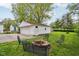 Charming backyard features a fire pit with seating, perfect for relaxing evenings and outdoor entertaining at 944 N Harbison Ave, Indianapolis, IN 46219