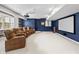 Home theater with recliner seats and a large projection screen at 10504 Ruxton Ct, Fishers, IN 46040