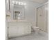 Bright bathroom features a vanity with white cabinets and a large shower at 1098 Timber Creek Dr # 2, Carmel, IN 46032