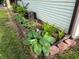Charming garden bed with lush greenery, brick border, and well-maintained landscaping adding beauty to the home's exterior at 1513 Ashley Dr, Lebanon, IN 46052