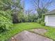 Lush backyard showing mature trees and greenery with partial view of the yard's perimeter at 3516 Janet Dr, Indianapolis, IN 46218