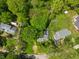 An aerial perspective of a home surrounded by mature trees, lush landscaping, and a well-manicured lawn at 5648 Rolling Ridge Rd, Indianapolis, IN 46220
