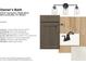 Bathroom materials and color selections including cabinets, countertops, flooring, shower tile, faucet, lighting, and hardware at 6203 Hampton Walk Blvd, McCordsville, IN 46055