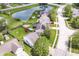 An aerial view of a beautiful home with a pool, pond, and spacious lawns at 8108 Amarillo Dr, Indianapolis, IN 46237