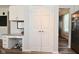 Kitchen features a built in desk area and pantry at 8627 Lansdowne Dr, Fishers, IN 46038