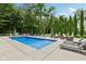 Backyard swimming pool with lounge chairs and mature landscaping at 9155 Kerwood Dr, Indianapolis, IN 46240