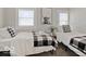 Inviting bedroom featuring two twin beds with comfortable bedding, patterned throws, and natural light from the windows at 921 S State Ave, Indianapolis, IN 46203