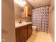 Traditional bathroom featuring a vanity with a sink, toilet, mirror and shower with curtain at 980 Red Maple Ct, Greenwood, IN 46143