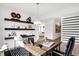 Bright and airy office space featuring stylish floating shelves, modern furniture and decor at 1067 Marston Ln, Avon, IN 46123