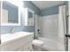 Bathroom featuring single sink vanity and shower over tub at 11614 Buttonwood Dr, Carmel, IN 46033