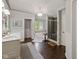 Beautiful bathroom with double sinks, tiled shower, soaking tub and wood-look tile floors at 13248 Blacktern Way, Carmel, IN 46033