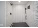 Walk-in shower features sleek herringbone tile design and modern black fixtures at 1737 W 1000 N, Alexandria, IN 46001