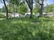 Image of the backyard with overgrown grass and nearby houses at 3114 Adams St, Indianapolis, IN 46218