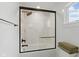 Bathroom featuring a glass-enclosed shower with sleek black fixtures and a towel bar at 4078 Besbie Way, Bargersville, IN 46106