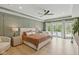Spacious main bedroom with tray ceiling and french doors with outdoor access at 4078 Besbie Way, Bargersville, IN 46106