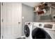 Convenient laundry area with modern appliances and shelving for storage at 941 Pine Ridge Way, Brownsburg, IN 46112