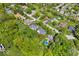Aerial view of the property highlighting the pool and lush, green surroundings at 10444 Collingswood Ln, Fishers, IN 46037