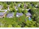 Aerial view highlighting the property with green lawn, pool, and surrounding landscape at 10444 Collingswood Ln, Fishers, IN 46037