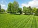 Expansive backyard with lush green lawn and mature trees, perfect for outdoor activities at 11021 Brentwood Ave, Zionsville, IN 46077