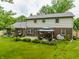 Backyard featuring a patio with a gazebo, manicured lawn, professional landscaping, and a well-maintained wooden fence at 15203 Shoreway Ct, Carmel, IN 46032