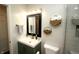 Renovated bathroom features sleek vanity, modern fixtures, and a stylish shower at 15203 Shoreway Ct, Carmel, IN 46032