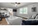 Comfortable living room with neutral colors, hardwood floors, and a large window at 15203 Shoreway Ct, Carmel, IN 46032