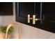 The kitchen shows black cabinets with luxurious, gold hardware at 1525 Marlowe Ave, Indianapolis, IN 46201