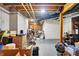 Unfinished basement offering potential for customization, with exposed beams and ample storage space at 16731 George Gang Blvd, Westfield, IN 46062