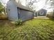 Cozy backyard showcasing the exterior of a home and additional structure with a grassy lawn at 2324 E 36Th St, Indianapolis, IN 46218