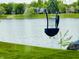Backyard by a lake with a bird feeder hanging in the yard at 2829 Somerset Bay, Indianapolis, IN 46240