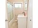 Bathroom showcasing vanity, shower with glass door, and neutral color palette at 296 W Greencastle Rd, Mooresville, IN 46158