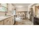 Bright kitchen with stainless steel appliances, natural lighting, and modern countertops at 411 Woodland W Dr, Greenfield, IN 46140