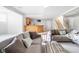 Finished basement with a kitchenette, seating area, plush carpet, and a neutral color palette at 4956 Waterside Cir, Carmel, IN 46033