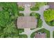 Overhead shot of the property displaying a well-maintained roof, mature trees, and a long driveway at 774 Chapel Pines W Dr, Indianapolis, IN 46234
