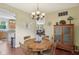 Charming dining room featuring hardwood floors, wood table and access to kitchen at 8745 Providence Dr, Fishers, IN 46038