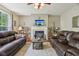 Inviting living room featuring a cozy fireplace, two sofas, and hardwood floors at 8745 Providence Dr, Fishers, IN 46038