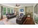 Cozy living room with a fireplace, hardwood floors and large windows for natural light at 8745 Providence Dr, Fishers, IN 46038