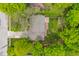 Bird's eye view of a home showcasing its landscaping, backyard, and driveway, surrounded by green trees at 10429 Lasalle Rd, Carmel, IN 46033