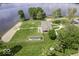 An elevated shot of a park with a lakefront, playground, and parking at 1119 Albemarle Cir, Noblesville, IN 46062