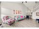 Stylish living room with hardwood floors, vaulted ceilings, and plenty of seating at 11199 Boston Way, Fishers, IN 46038