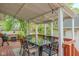 Covered patio with wrought iron table set ideal for outdoor dining and entertaining at 1709 E Loretta Dr, Indianapolis, IN 46227
