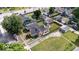 Aerial view of a residential neighborhood showcasing a home with a spacious yard and detached garage at 2154 Barth Ave, Indianapolis, IN 46203