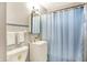 Cozy bathroom with a shower, vanity, and toilet, creating a functional and convenient space for daily routines at 2726 Dawson St, Indianapolis, IN 46203