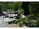 Charming garden featuring a small pond, a variety of plants and gravel landscaping with mature trees at 455 E Main St, Danville, IN 46122
