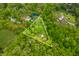 Aerial view of a 2-acre property in Morgantown, Indiana surrounded by lush greenery and mature trees at 680 Unity Church Rd, Morgantown, IN 46160