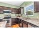 Close-up of a well-equipped kitchen featuring stainless steel appliances and neutral countertops at 9712 Brooks Dr, McCordsville, IN 46055